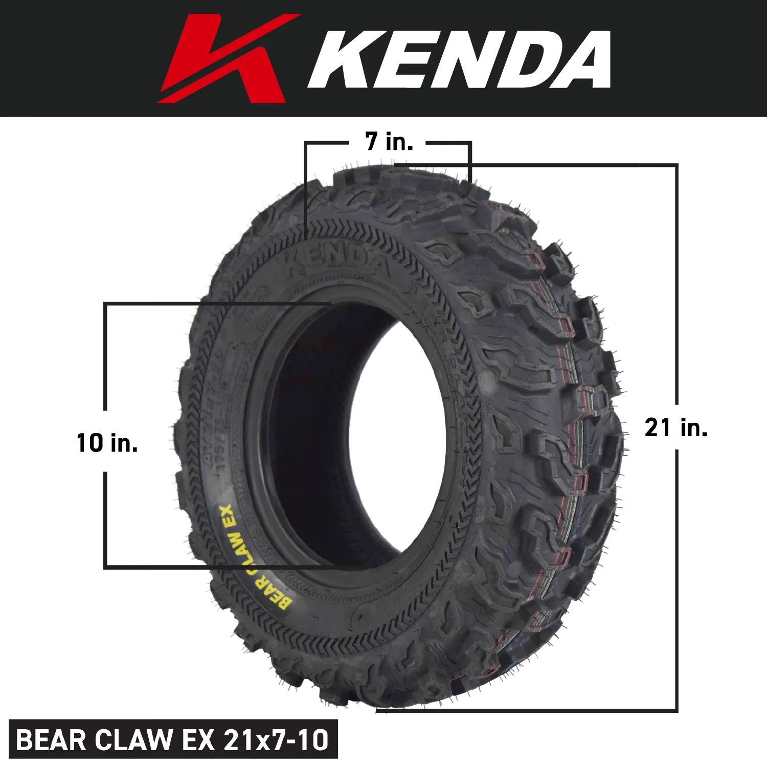 Kenda Bear Claw EX 21x7-10 Front 6 PLY ATV Tire Bearclaw 21x7x10 Single Tire