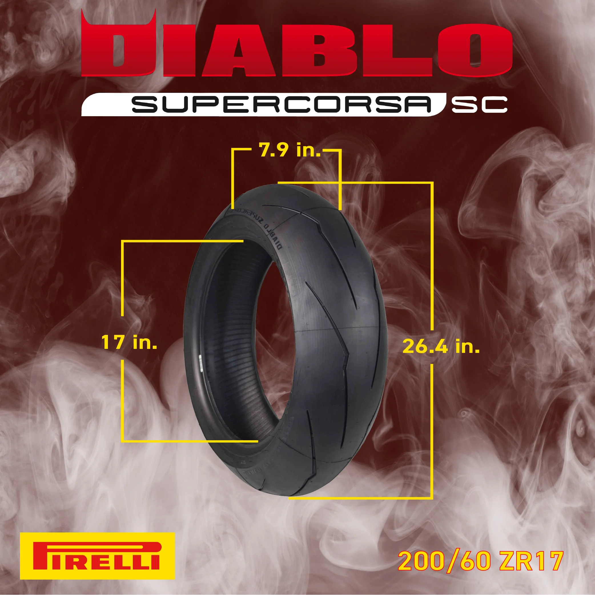 Pirelli 871-1189 Single SUPER CORSA V3 200/60ZR17 Rear Motorcycle Tire