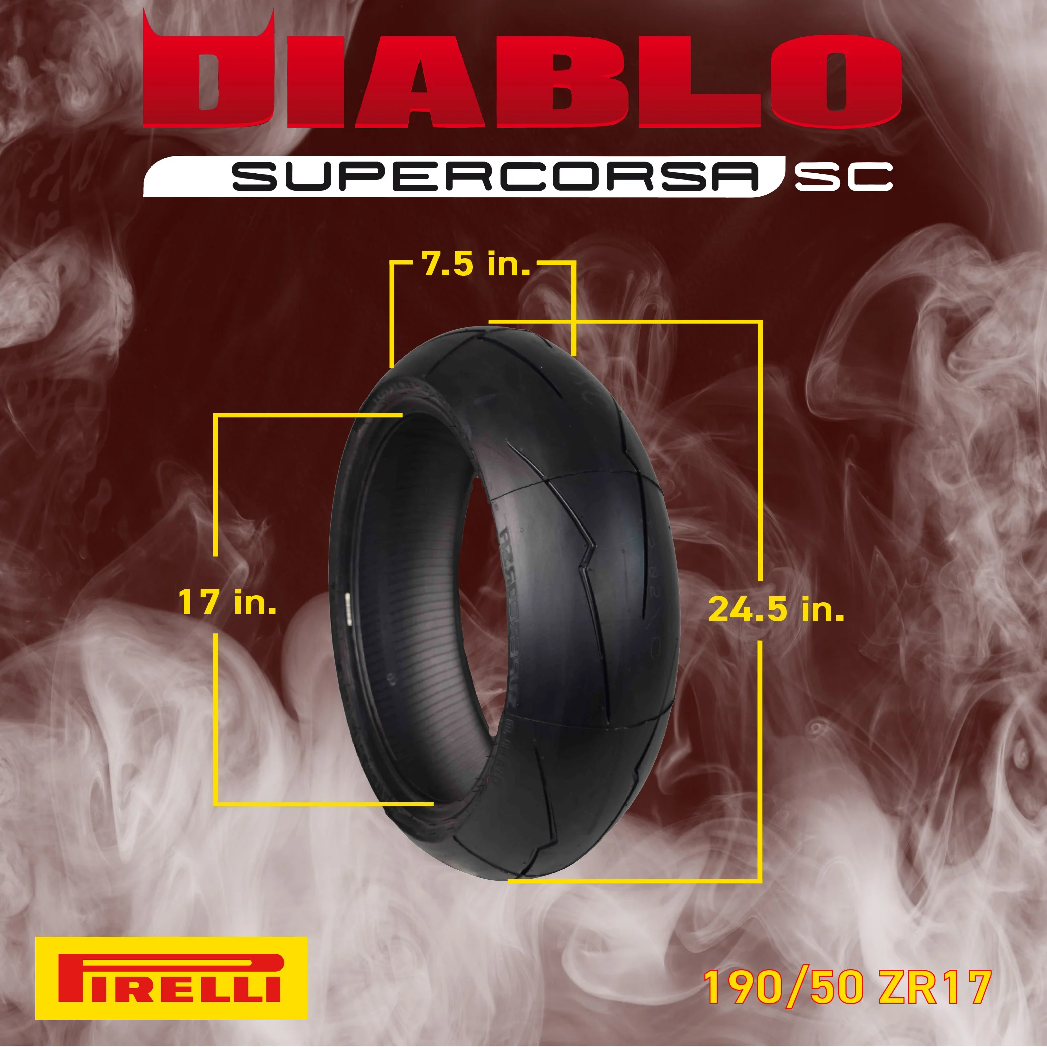 Pirelli Tire 190/50ZR17 SUPER CORSA V2 Radial Motorcycle Rear Tire 190/50-17