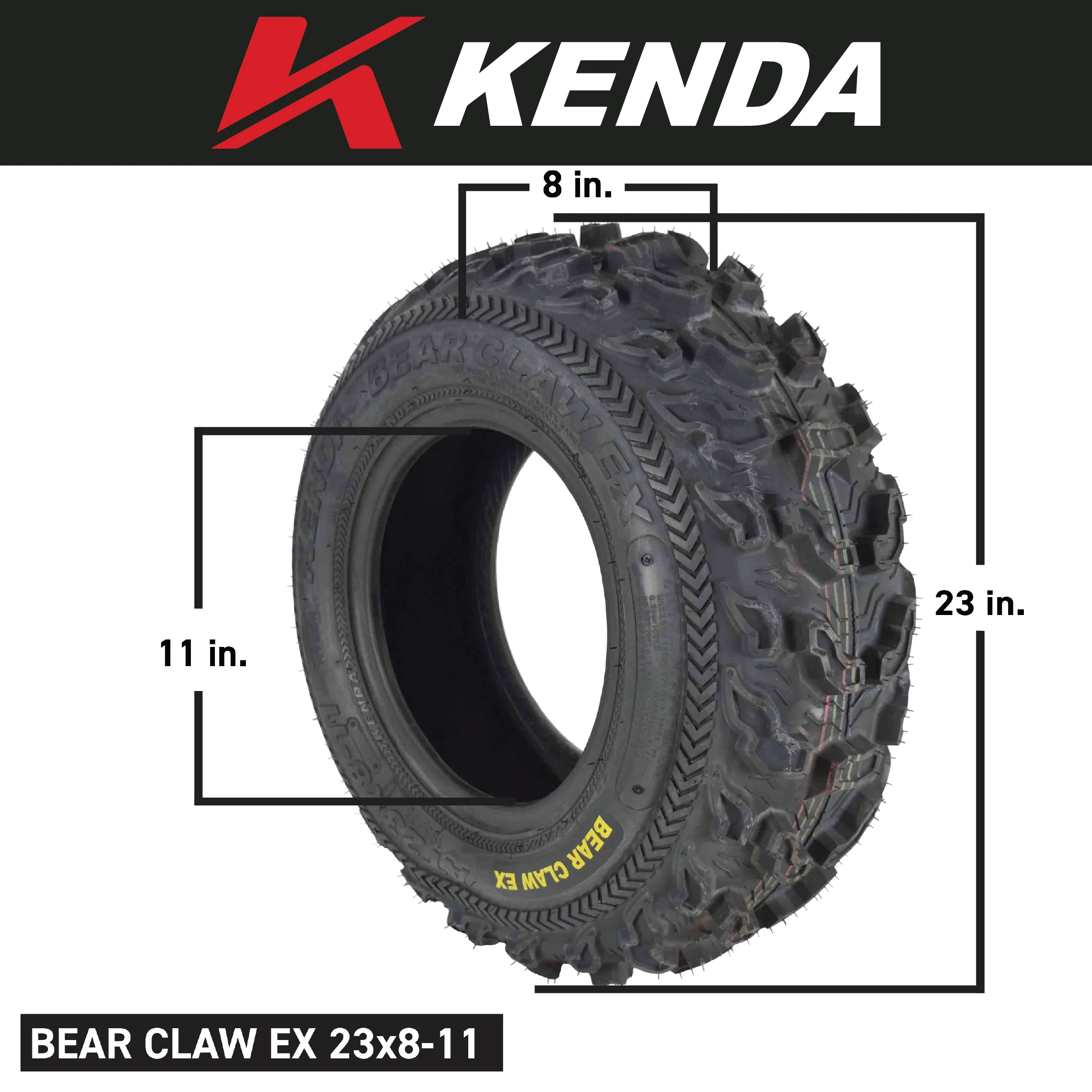 Kenda Bear Claw EX 23x8-11 F 23x10-10 R ATV Tires 6 PLY (4 Pack)