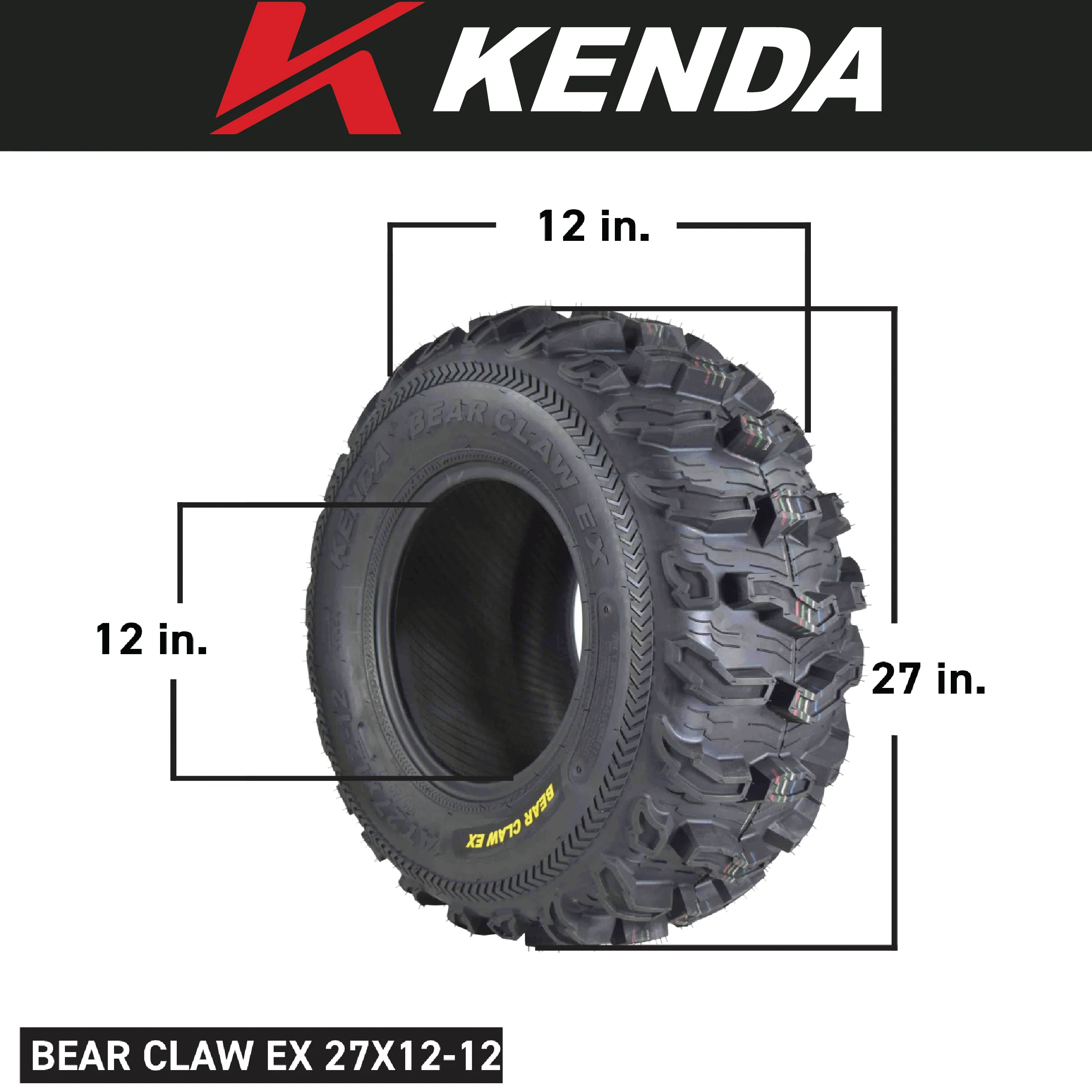 Kenda Bear Claw EX 27x10-12 Front ATV 6 PLY Tires Bearclaw 27x10x12 - 4 Pack