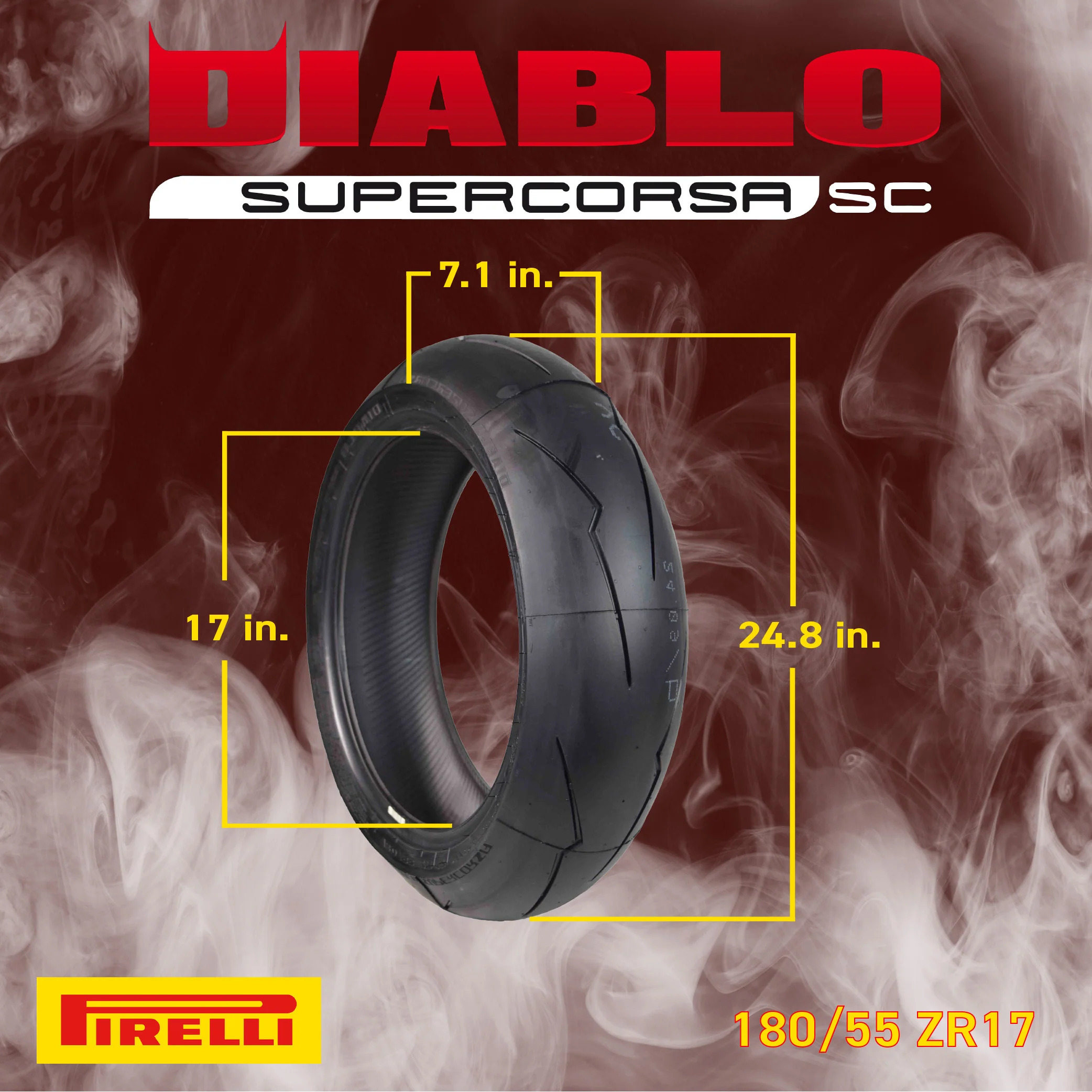 Pirelli Tire 180/55ZR17 SUPER CORSA V2 Radial Motorcycle Rear Tire 180/55-17