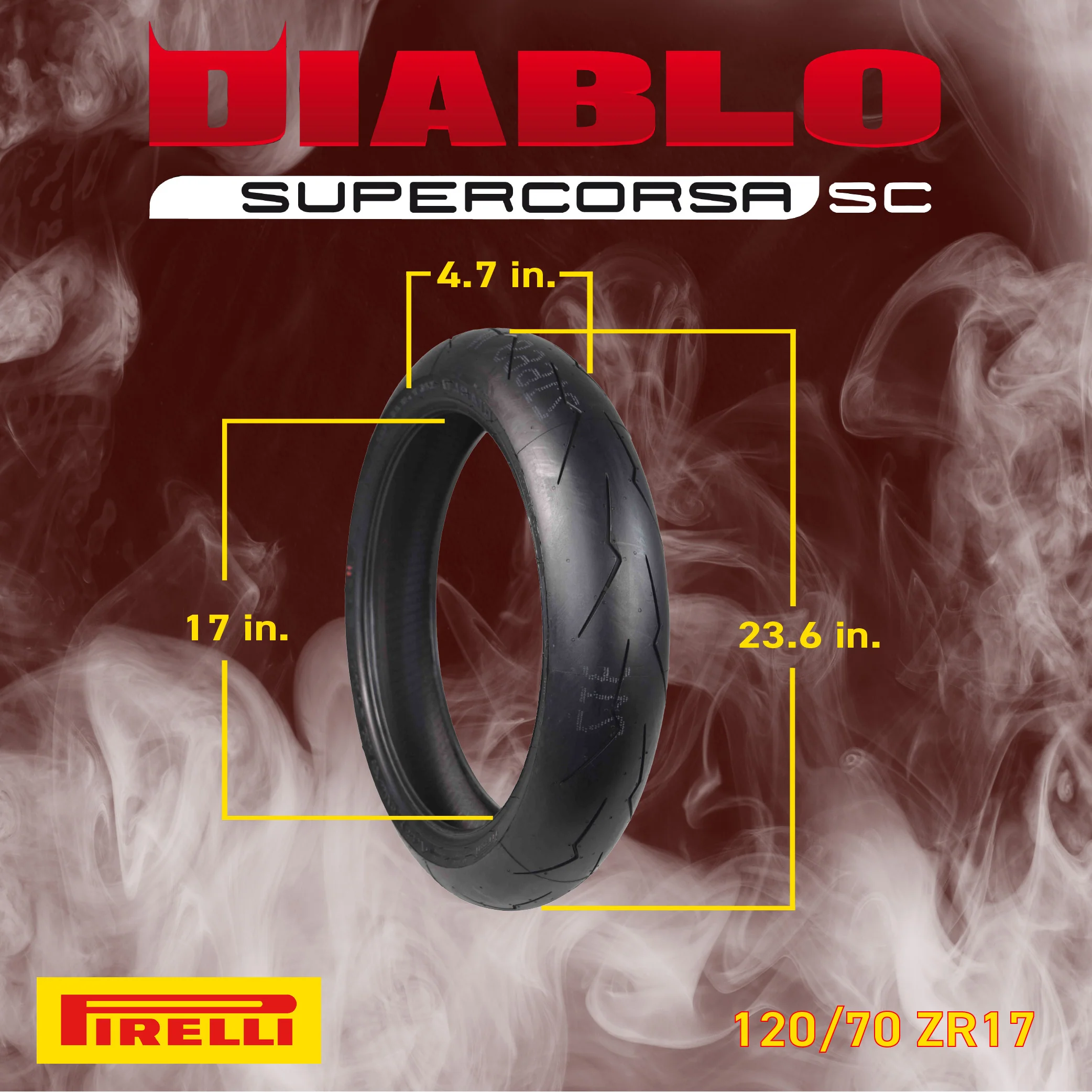 Pirelli Tire 120/70ZR17 SUPER CORSA V2 Radial Motorcycle Front Tire 120/70-17