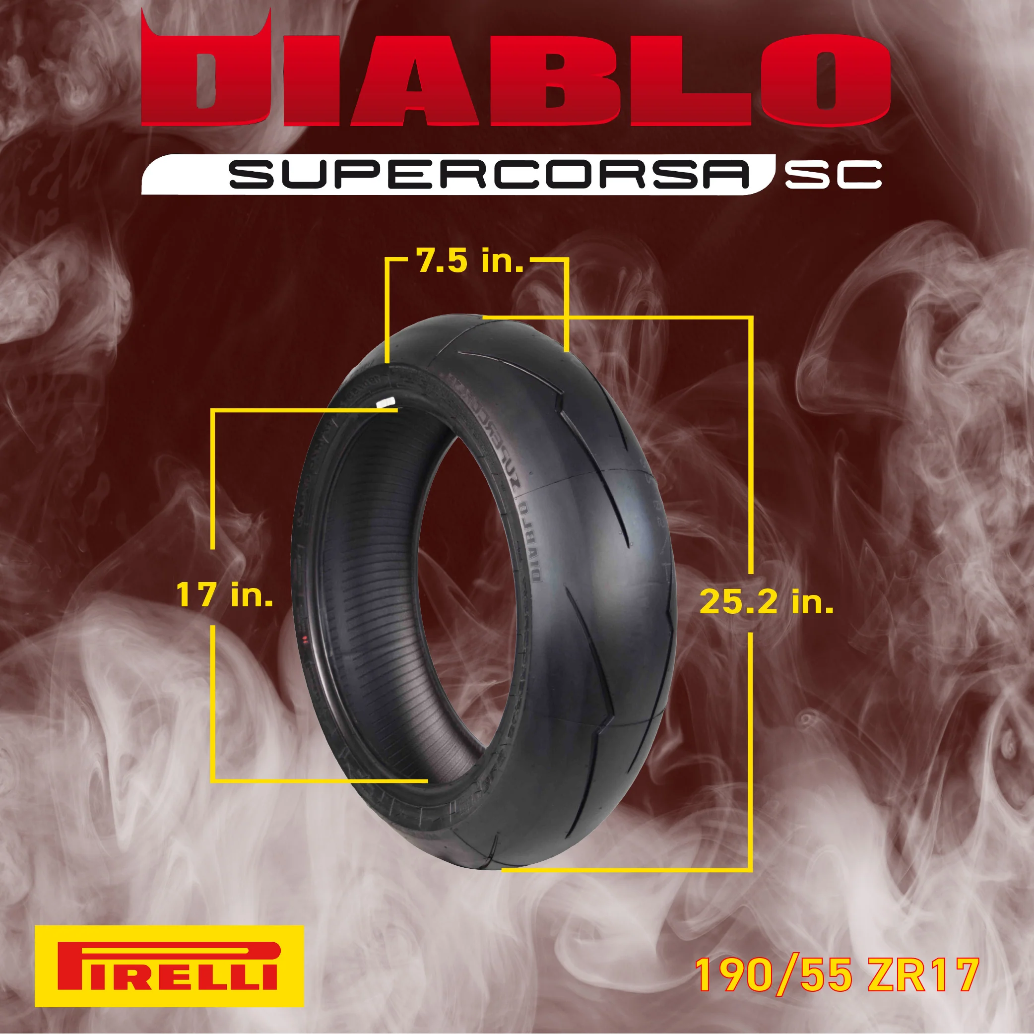 Pirelli Tire 190/55ZR17 SUPER CORSA V2 Radial Motorcycle Rear Tire 190/55-17