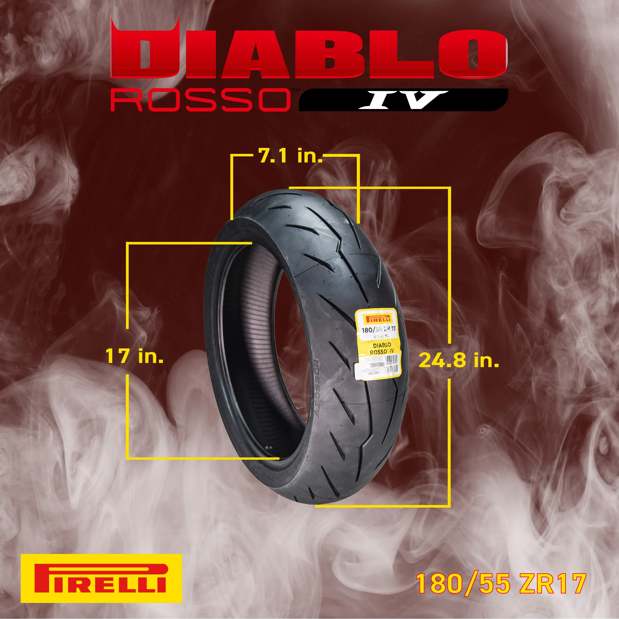 Pirelli Diablo Rosso 4 IV Street Sport 180/55ZR17 Rear Motorcycle Tire 180/55-17