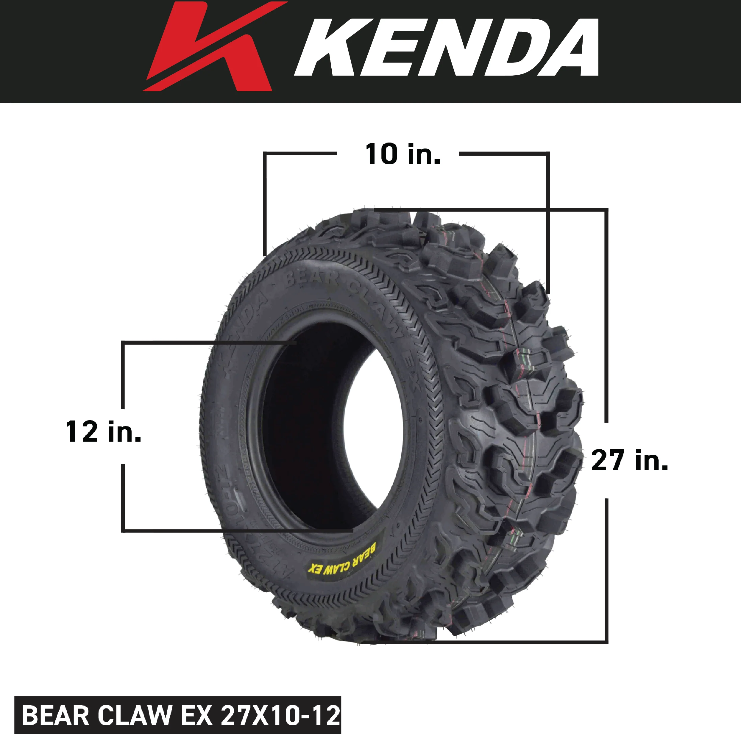 Kenda Bear Claw EX 26x10-12 Front ATV 6 PLY Tire Bearclaw 26x10x12 Single Tire