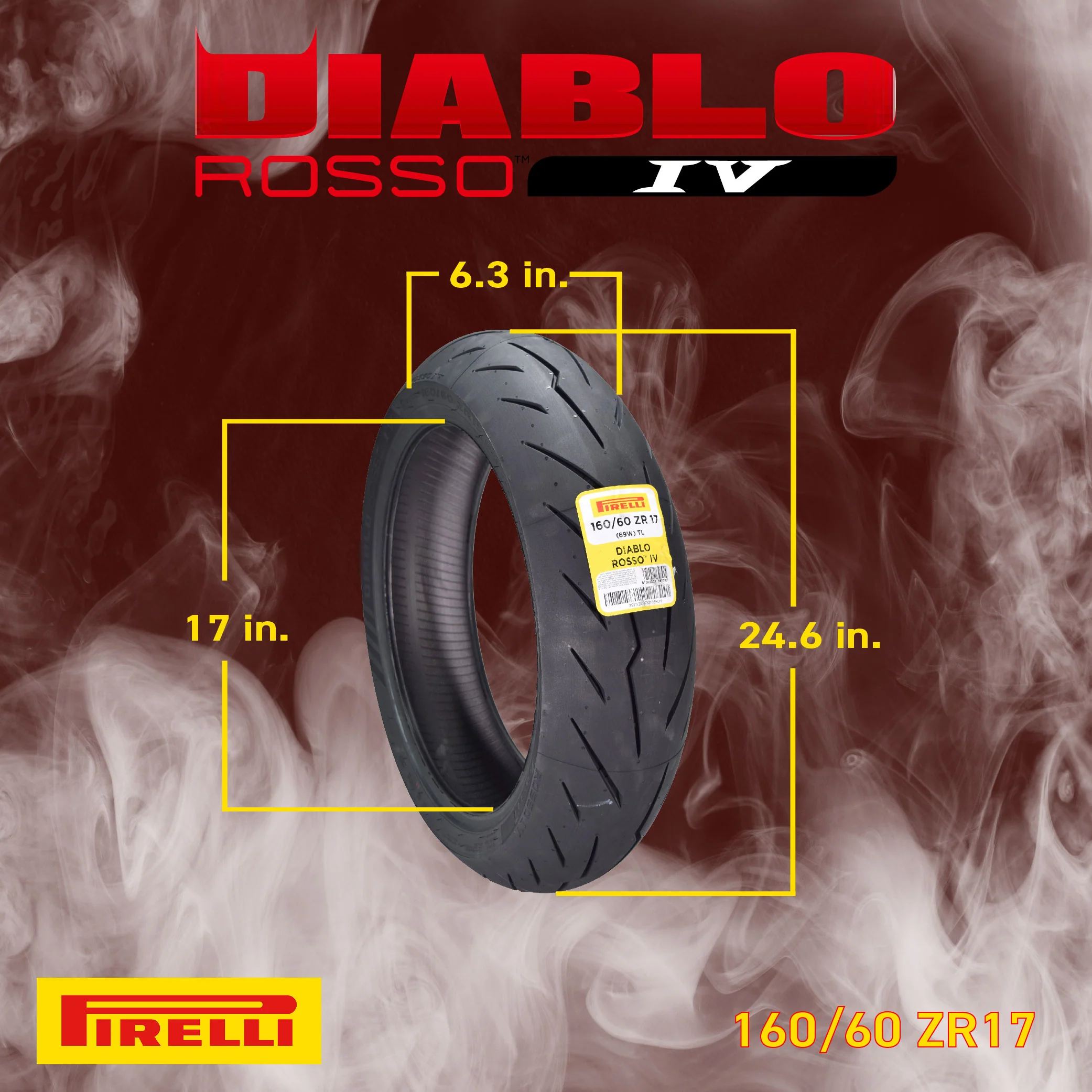 Pirelli Diablo Rosso IV Street Sport 160/60ZR17 Rear Motorcycle Tire 160/60-17