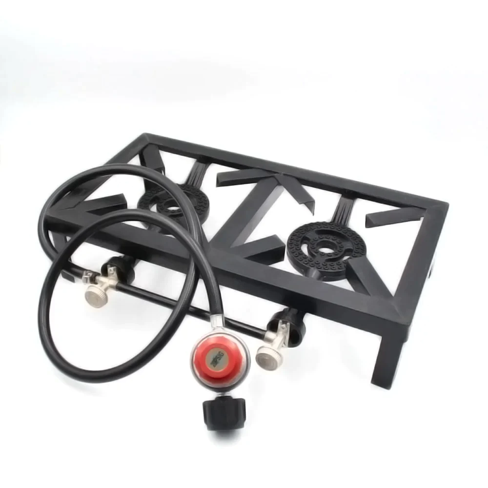 Outdoor Propane Gas Burner Double Cast Iron Stove for Patio Camping BBQ Cooking (US Standard)