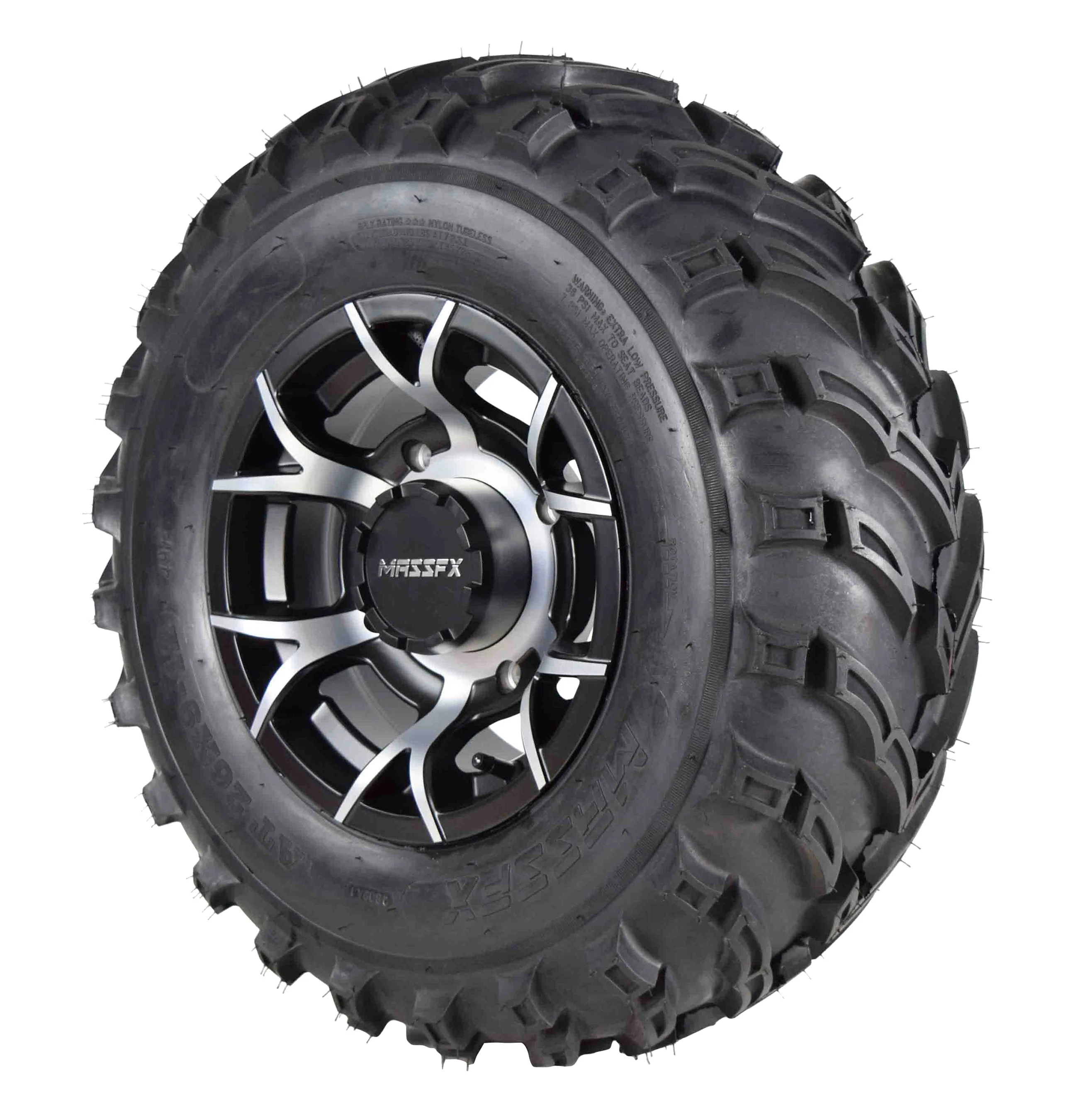 MASSFX MS 26x9-12 26x11-12 Tire w/ Black 12x7 4/156 Rims Wheel & Tire Kit