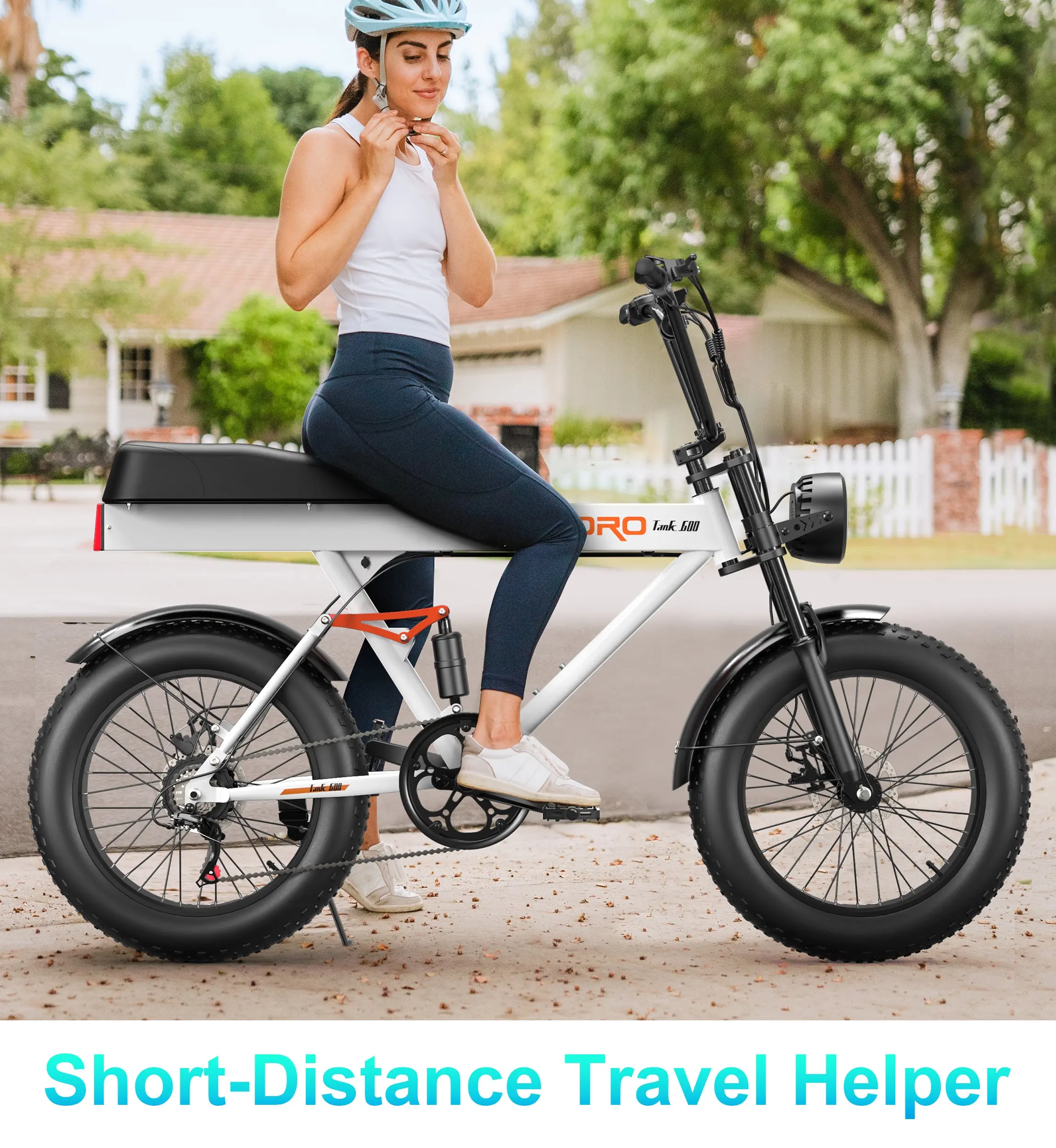 Goldoro Electric Bike for Adults 500W, 20 Inch Fat Tire Ebike 31 MPH & 50-60 Miles Commuter E Bike, 48V 20AH Electric Bicycle (White)