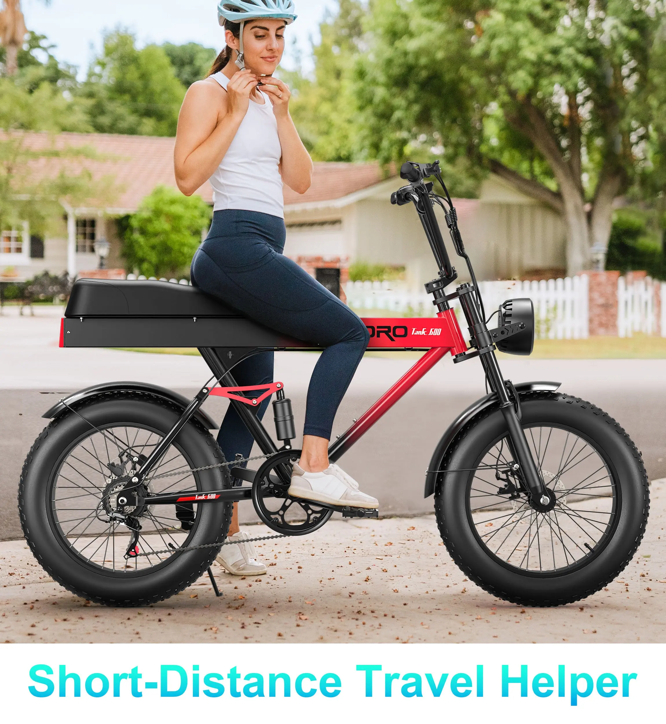 Goldoro Electric Bike for Adults 500W, 20 Inch Fat Tire Ebike 31 MPH & 50-60 Miles Commuter E Bike, 48V 20AH Electric Bicycle (Red)