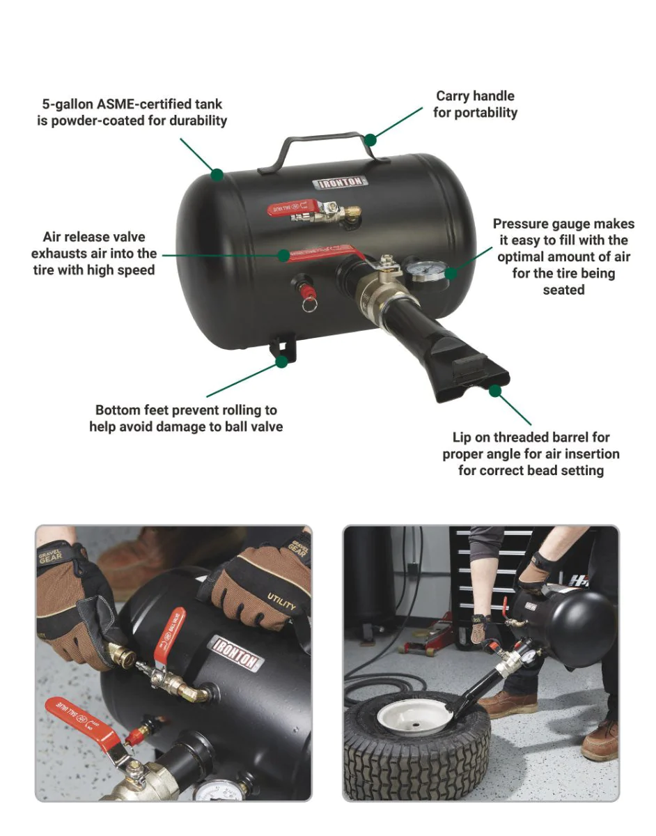 Ironton | 5-Gallon Tire Bead Seater | 90-120 PSI