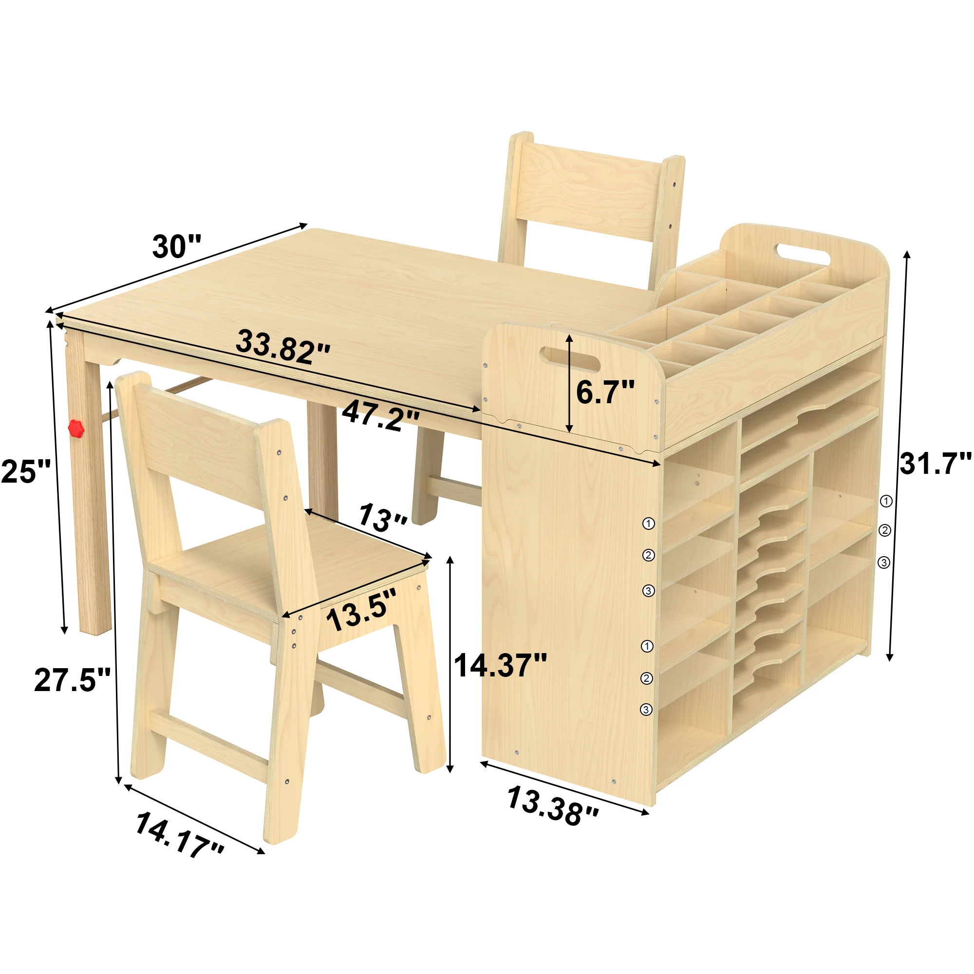 Kids Art Table and Chairs Set Craft Table with Large Storage Desk and Portable Art Supply Organizer for children ages 8-12, 47