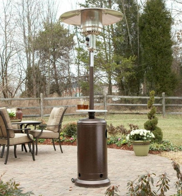 AZ Patio Heaters 87 Inch 48000 Btu Hammerhead Bronze Tall Outdoor Patio Heater with Table HLDS01-CG