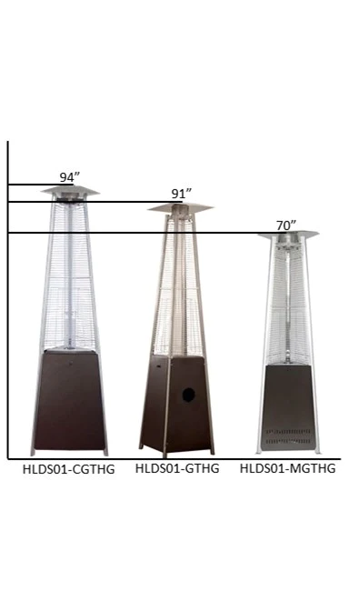 AZ Patio Heaters Compact Pyramid Quartz Glass Tube Patio Heater w/Wheels - HLDS01-MGTHG
