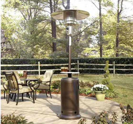AZ Patio Heaters 41,000 BTU Propane Gas Patio Heater With Table - Hammered Bronze - HLDS01-CGT
