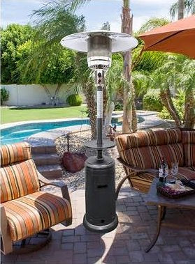 AZ Patio Heaters 87 Inch 48000 Btu Hammerhead Silver Tall Outdoor Patio Heater with Table HLDS01-CB