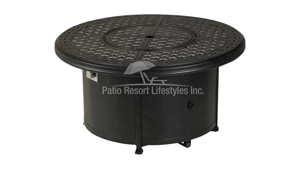 Patio Resort Lifestyles 48in Windsor Series Round Fire Table w/ Built-In Burner Accessory