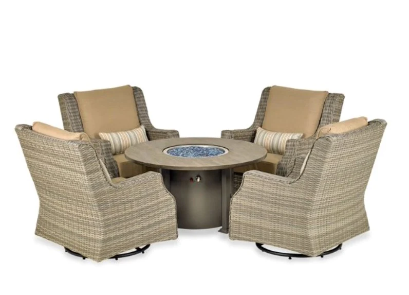Patio Resort Lifestyles Rome Platinum 5-Piece Fire Chat Set