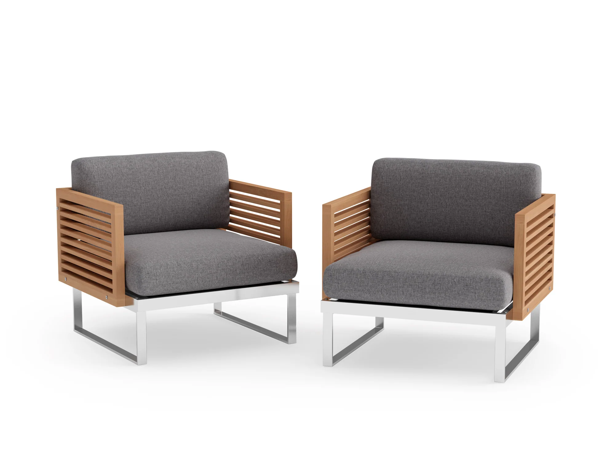 NewAge Monterey Chat Chair (Set of 2) - Stainless Steel Teak