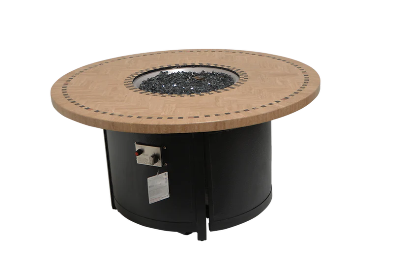 Patio Resort Lifestyles 48in Venice Series Round Chat Fire Table With Stone Top