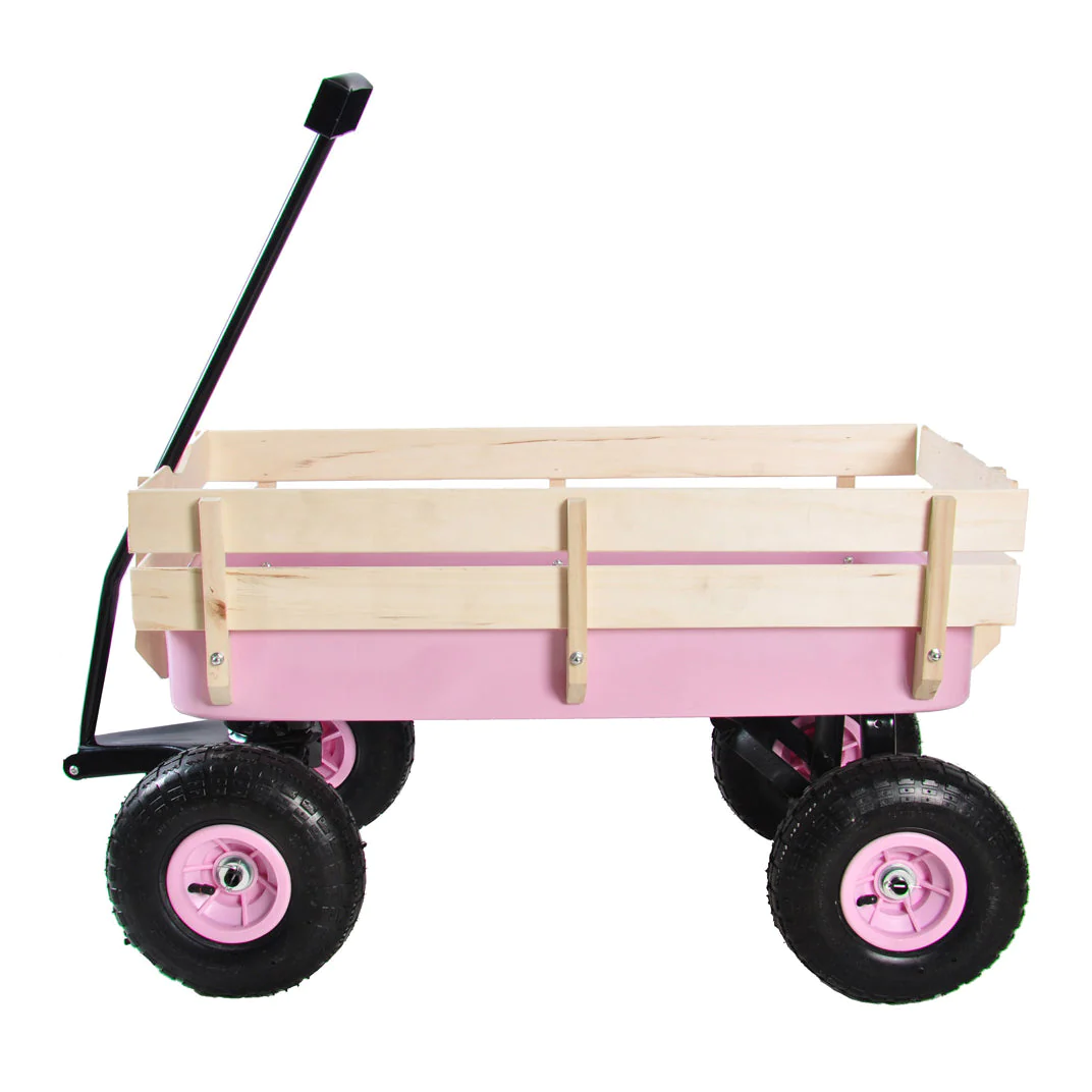 Children Outdoor Wagon All Terrain Pulling with Wood Railing Air Tires