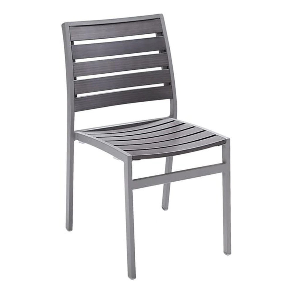 Aluminum Outdoor Frame Chair With Faux Teak Back