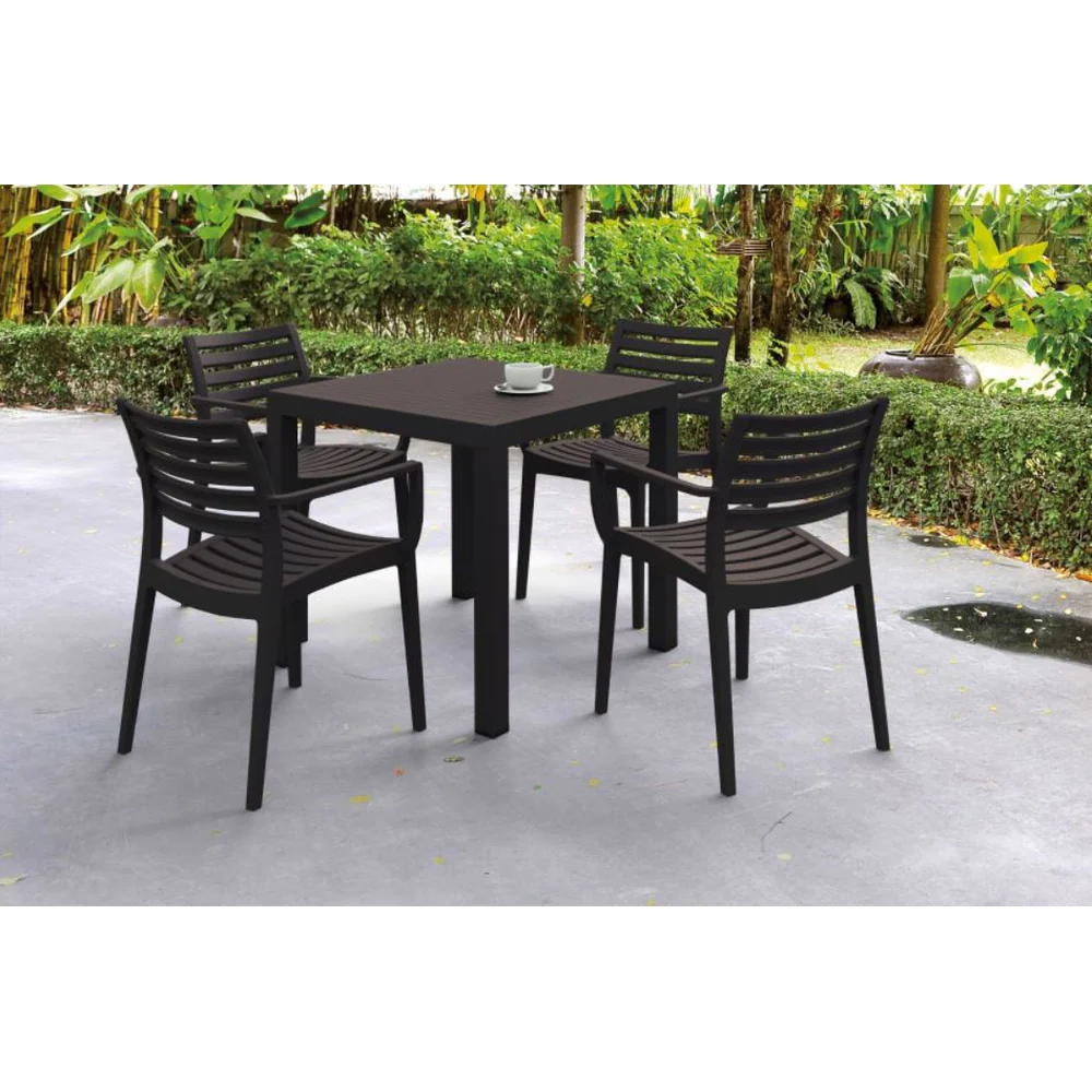 Artemis Outdoor Resin Square Dining Set with 4 Armchairs