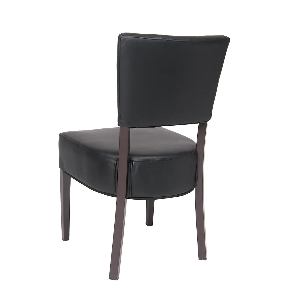 Brown Metal Chair With Black Vinyl Back & Seat