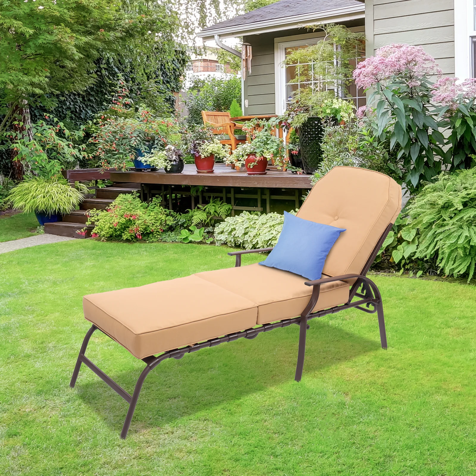 VINGLI  Upgraded Adjustable Patio Metal Chaise Lounge Chairs