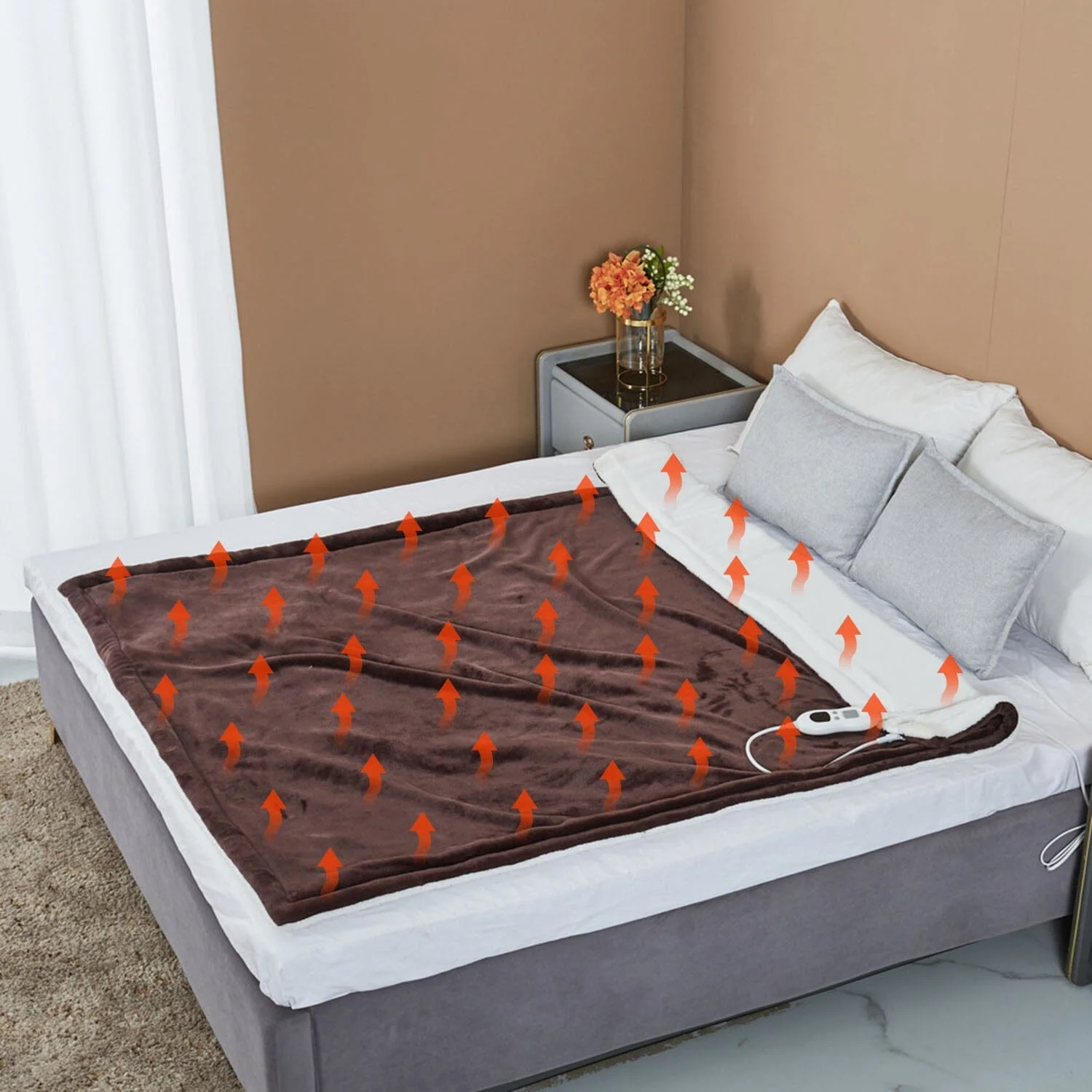 Electric Heated Flannel Throw Blanket