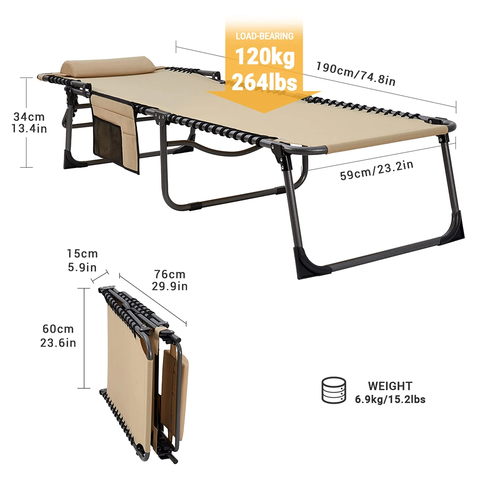 KingCamp Cool 3-Folding Lounge Chair Set of 2