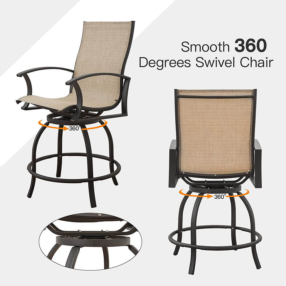 3 Piece Patio Textilene Bar Set
