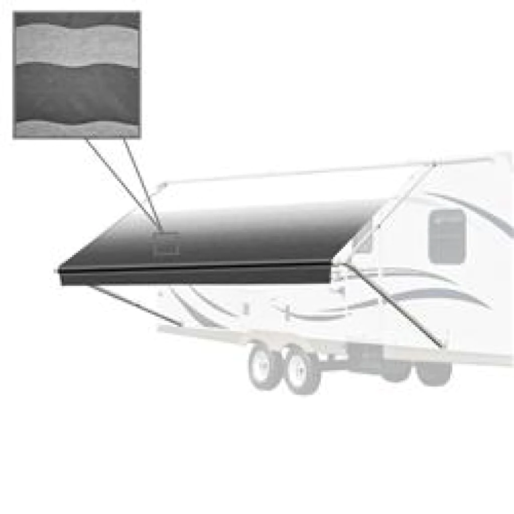 Aleko Retractable RV/Patio Awning 12 x 8 Feet Black Striped RVAW12X8BLKST33-AP
