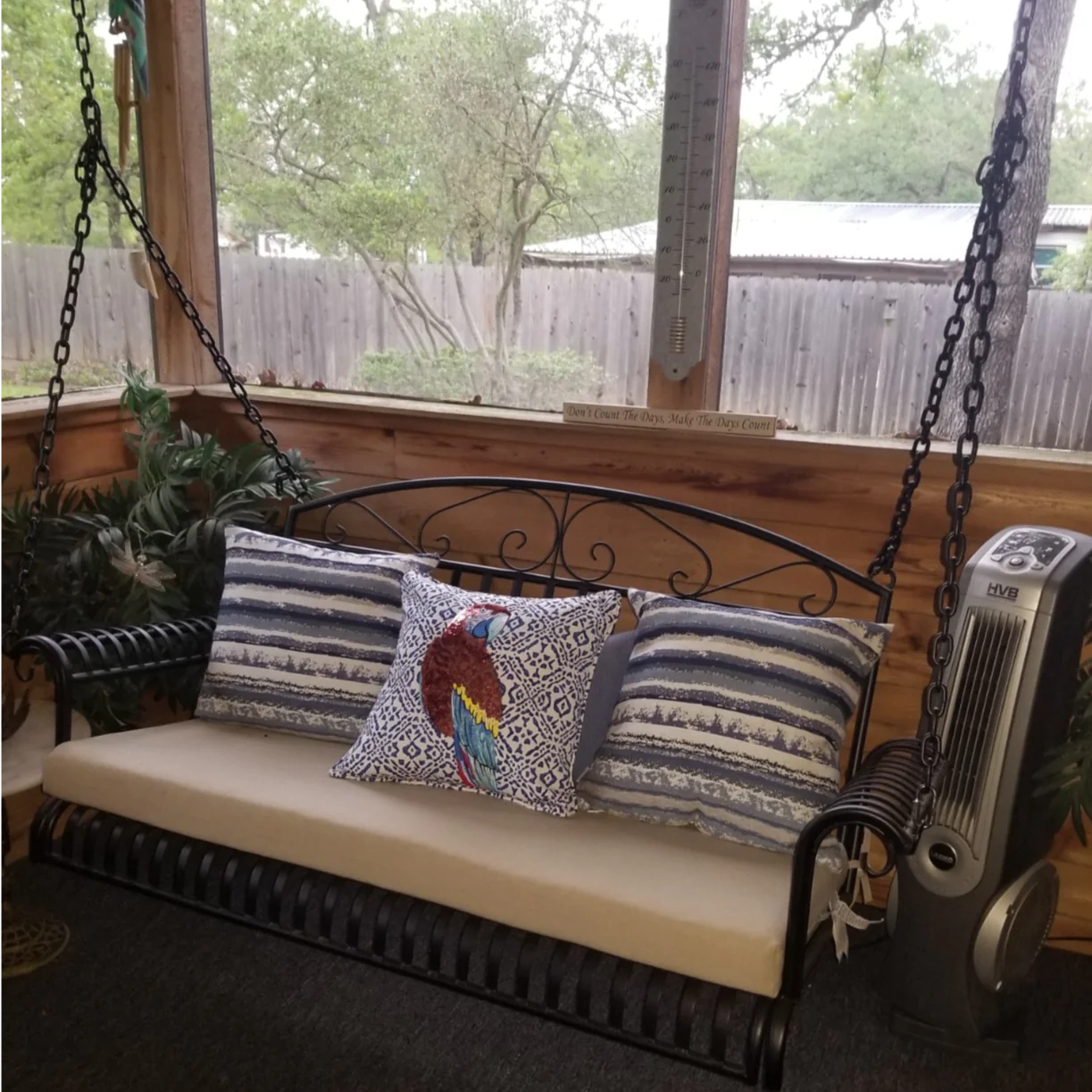 VINGLI 4FT Metal Porch Swing Upgraded Outdoor Patio Swing Black