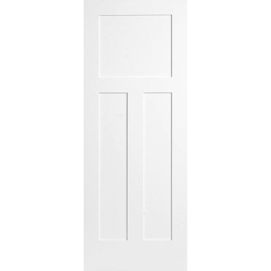 Solid Wood Interior Door Slab (3 Panel Craftsman, Primed)