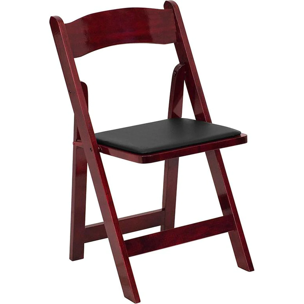 2 Pk. HERCULES Series Wood Folding Chair with Vinyl Padded Seat