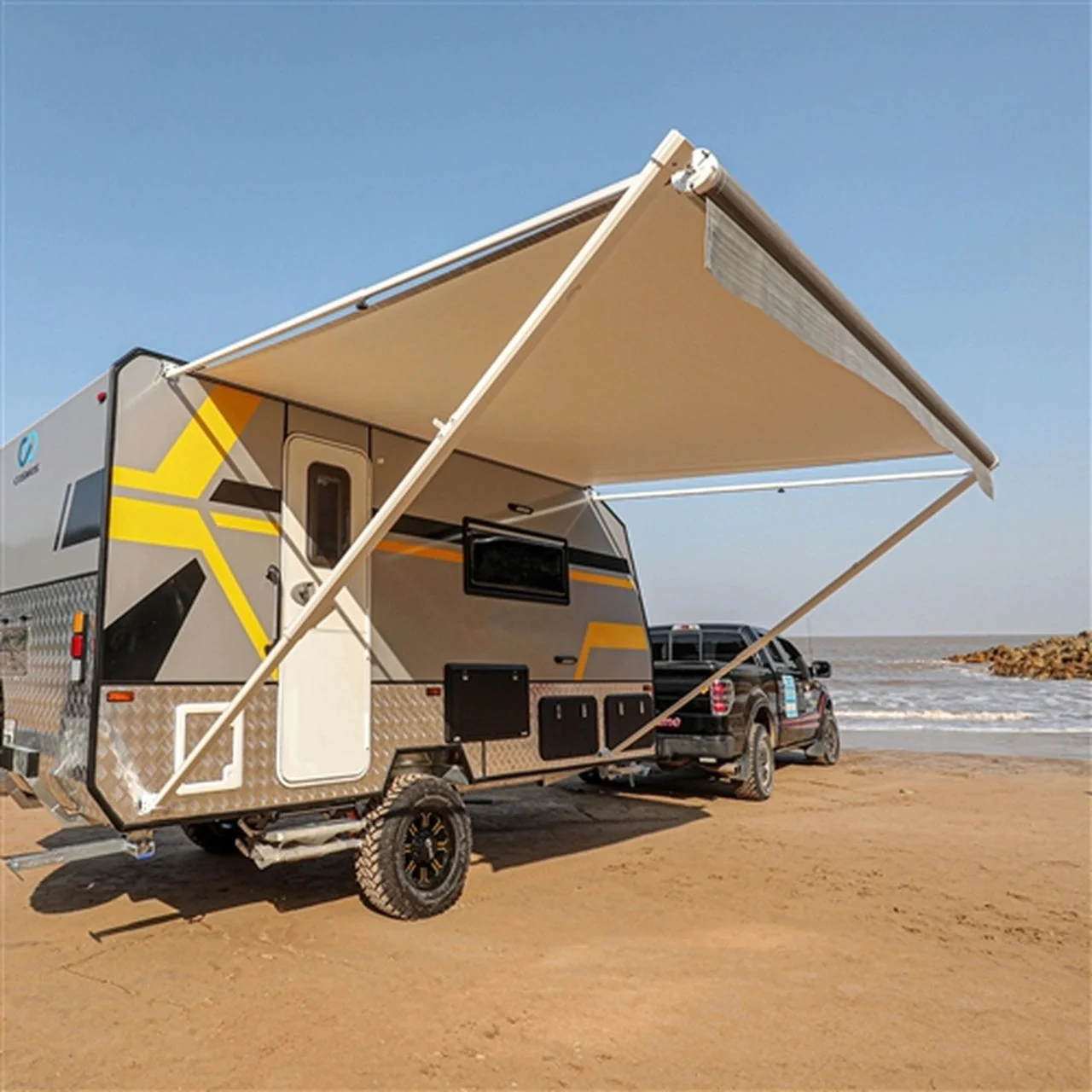 Aleko Retractable RV/Patio Awning - 21 x 8 Feet - Grey