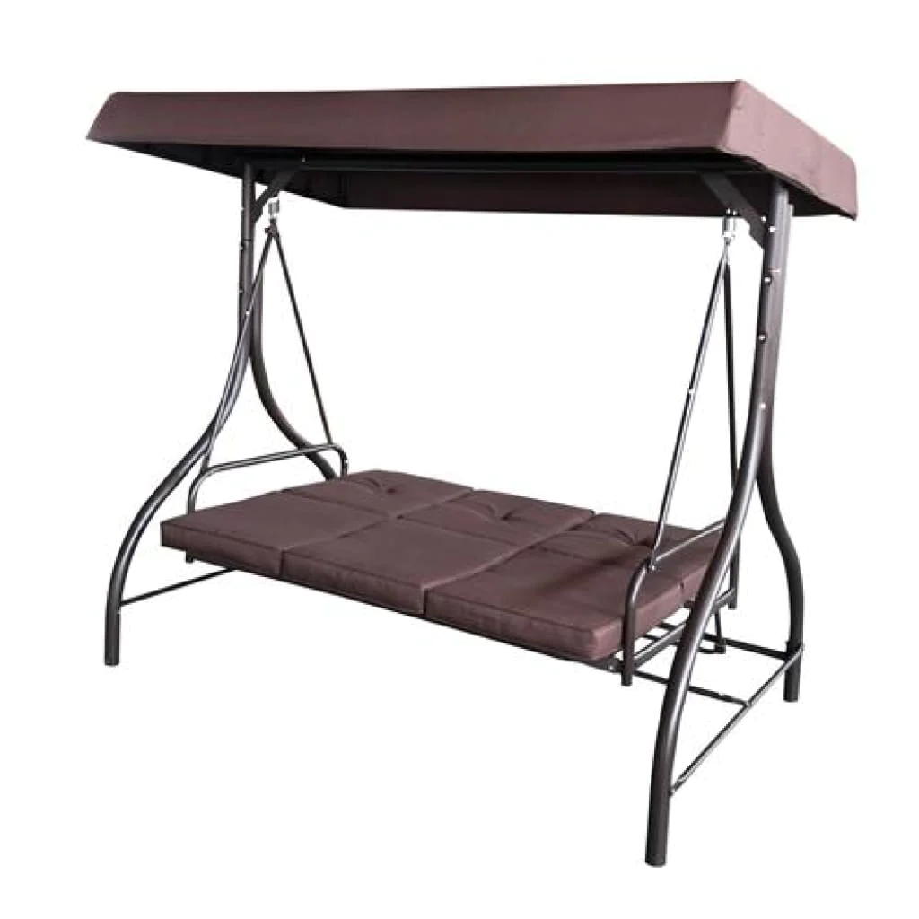 Aleko Canopy Patio Swing Bench Brown SWC03BR-AP