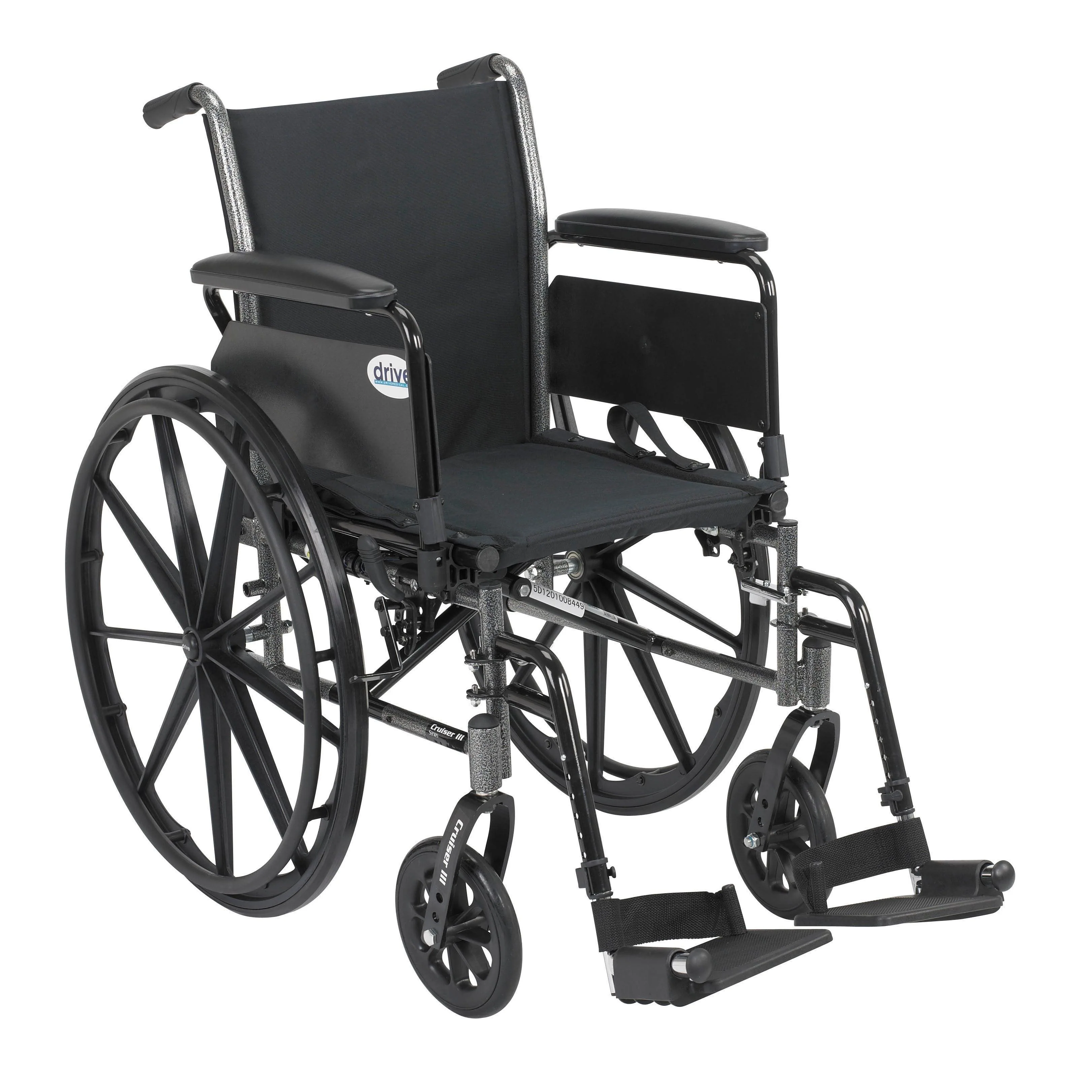 Drive Medical Cruiser III Light Weight Wheelchair with Flip Back Removable Arms