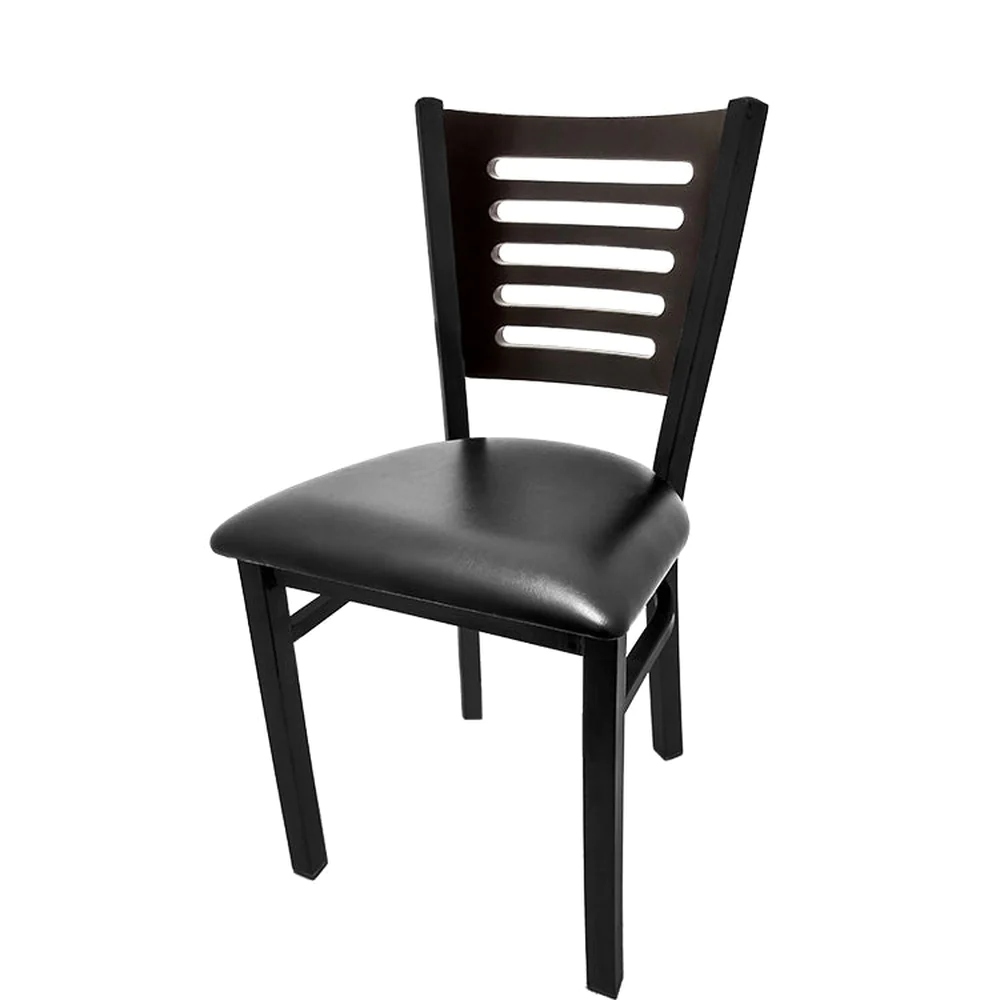 5 Line Wood Back Chair with Black Frame
