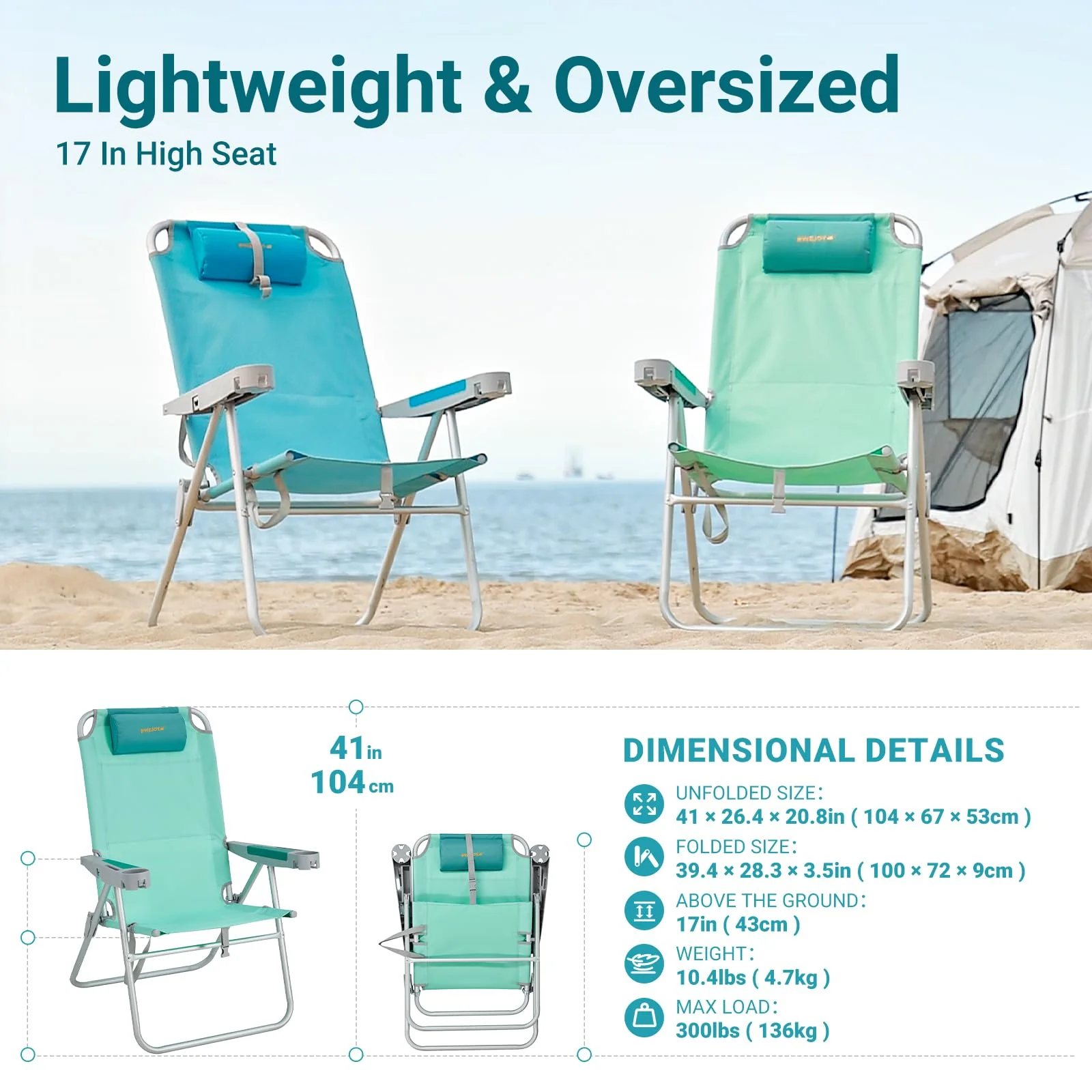 WEJOY Adjustable Beach Chair H Set of 2