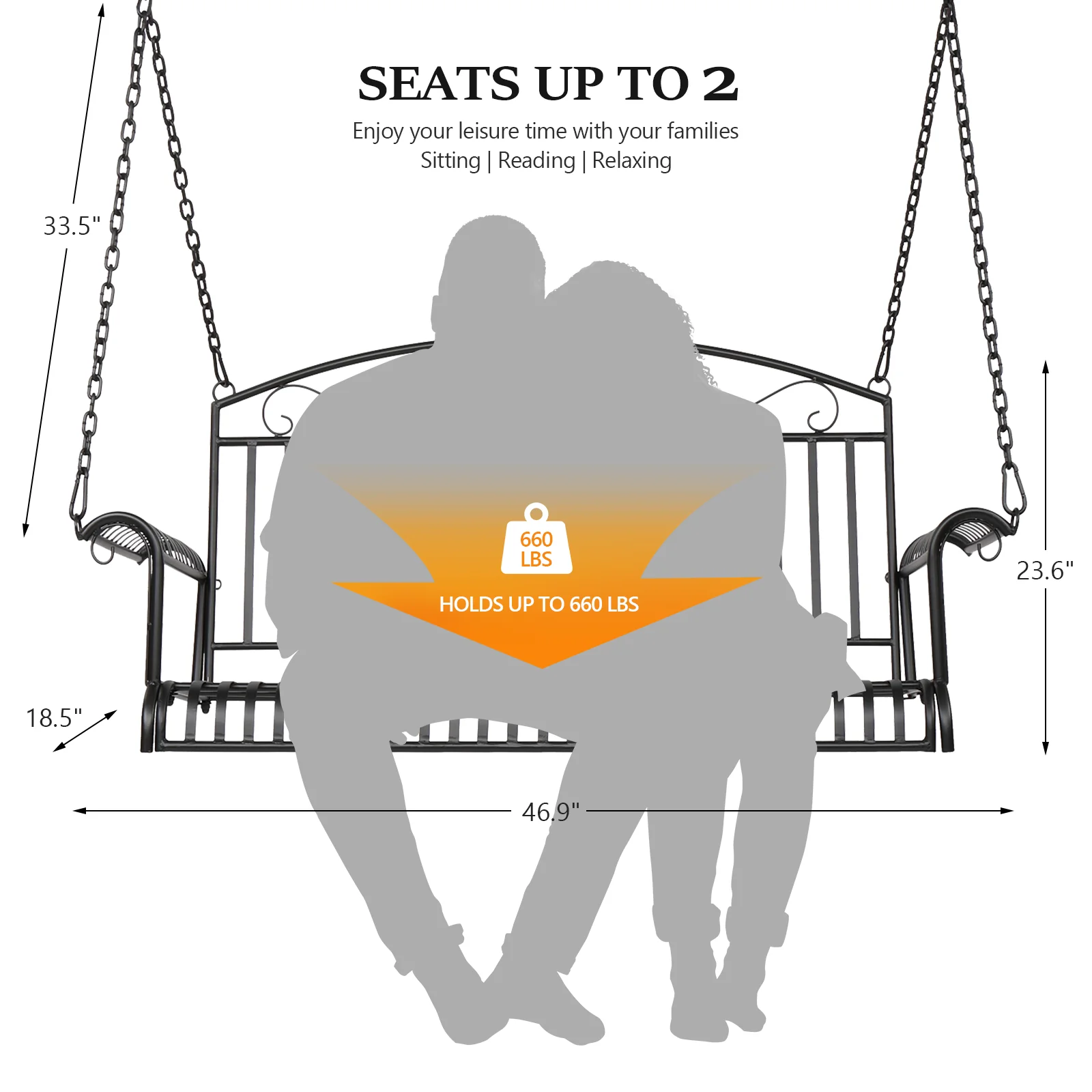 VINGLI 4FT Metal Porch Swing Upgraded Outdoor Patio Swing S104 TQQ 1251
