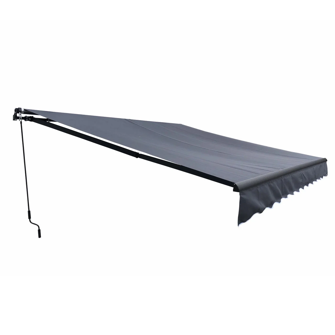 Aleko Retractable Black Frame Patio Awning 10 x 8 Feet - Gray