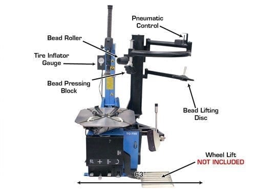Atlas TC755EZ Tilt-Back Electric/Pneumatic Tire Changer w/EZ Arm