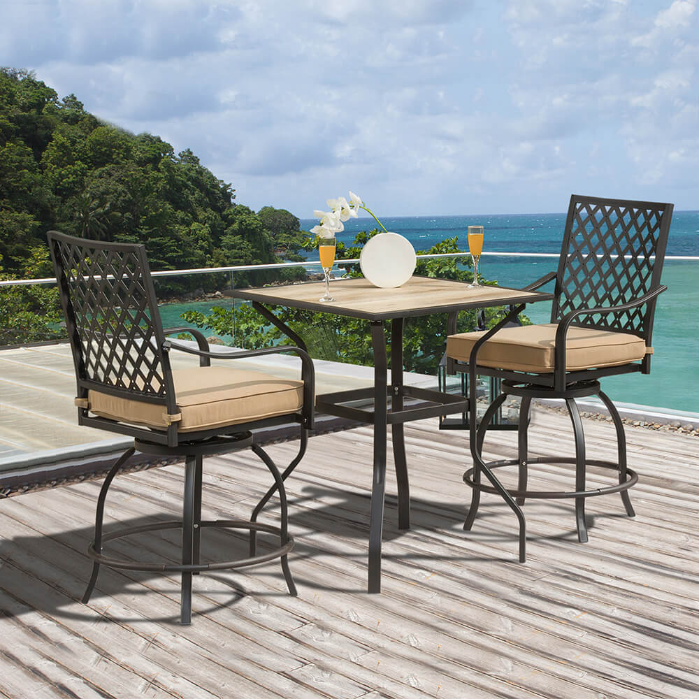 3 Piece Patio Bar Set with Cushion