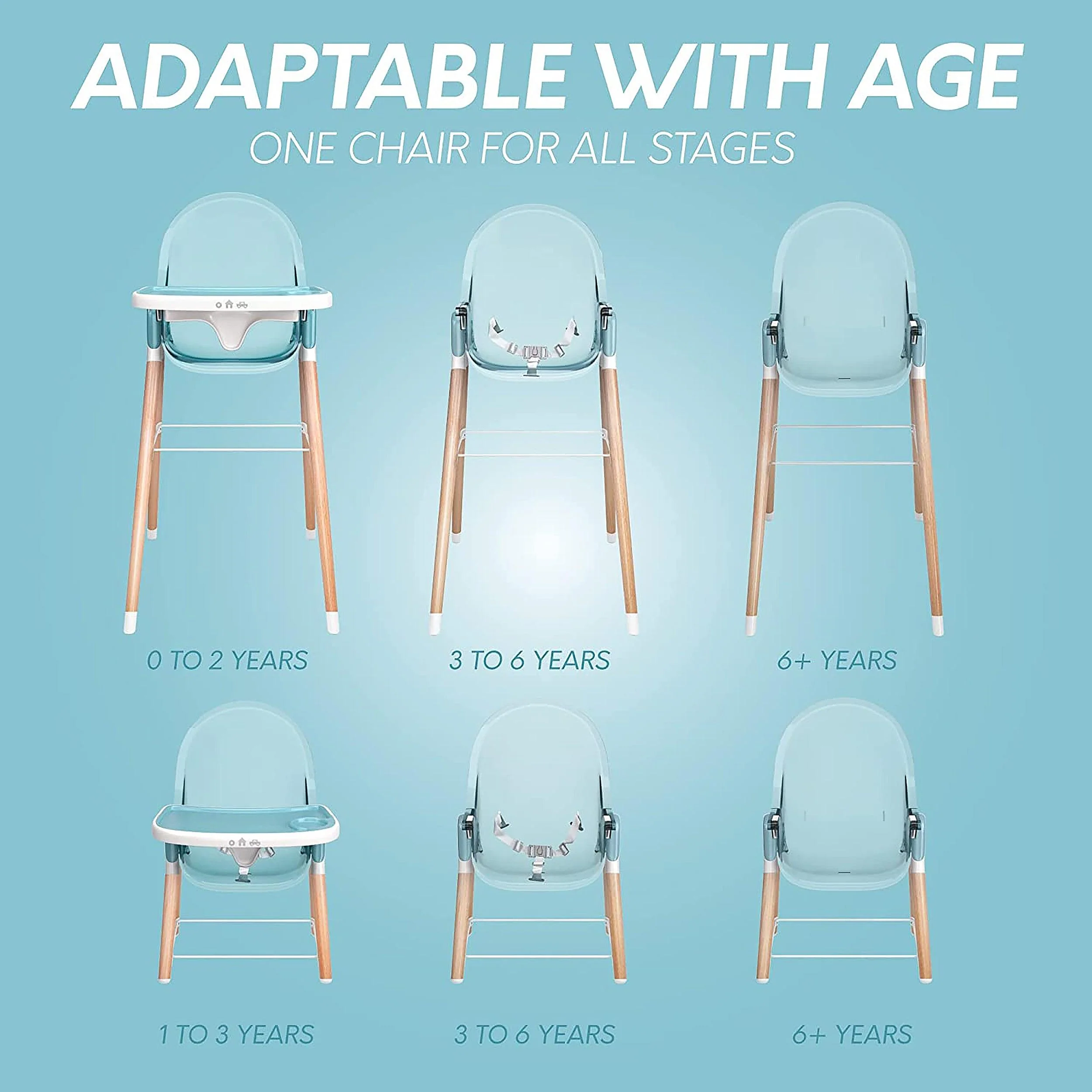 Children Of Design Non-Reclinable Classic Wooden High Chair - Blue