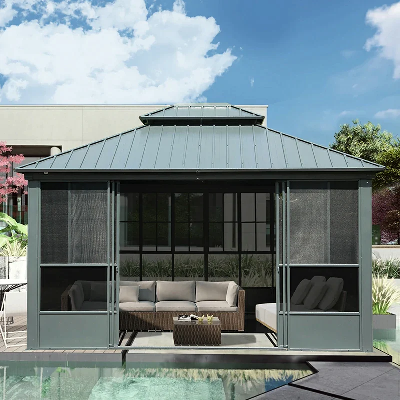 12'x14' Four-Season Solarium- Patio Sunroom Aluminum Hardtop Gazebo