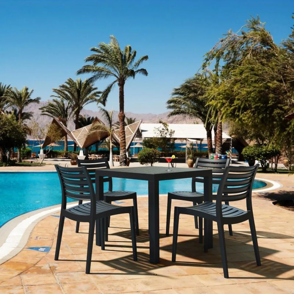 Ares Outdoor Resin Square Dining Set with 4 chairs