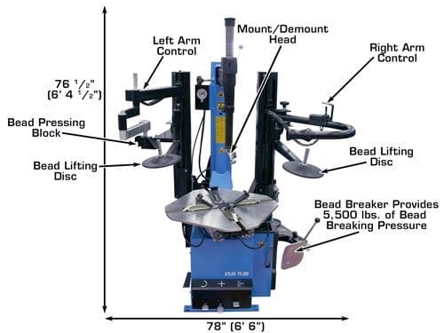 Atlas TC289DAA Elec/Pneumatic Wheel Clamp Tire Changer w/Dual Arms